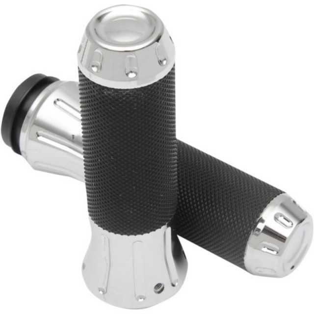 DRAG SPECIALTIES COBRA HAND GRIPS TBW WITH CHROME ENDS 354121