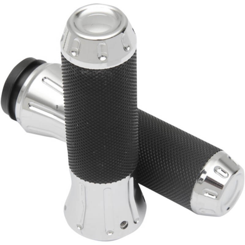 DRAG SPECIALTIES COBRA HAND GRIPS TBW WITH CHROME ENDS 354121