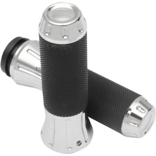 DRAG SPECIALTIES COBRA HAND GRIPS TBW WITH CHROME ENDS 354121