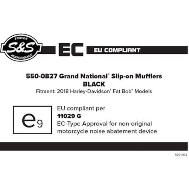 TERMINALI S&S GRAND NATIONAL SLIP-ON 100mm EC EURO4 NERI FAT BOB 18-21 - OMOLOGAZIONE
