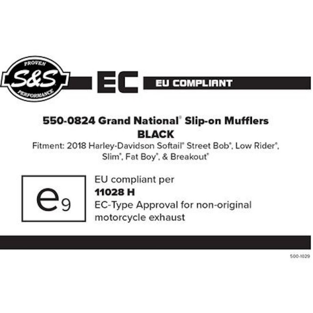 TERMINALI S&S GRAND NATIONAL SLIP-ON EC EURO4 NERI HARLEY SOFTAIL18-21 - CONFORME CE