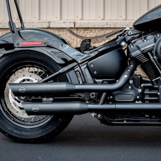S&S GRAND NATIONAL EC EURO4 SLIP-ON BLACK SLASH MUFFLERS HARLEY SOFTAIL 18-21