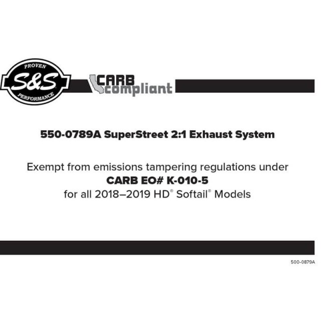 SCARICO S&S SUPERSTREET 2-IN-1 NERO HARLEY SOFTAIL 2018-2021 - CARB
