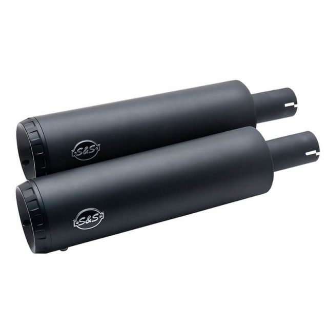 S&S GRAND NATIONAL 100mm SLIP-ON BLACK MUFFLERS FAT BOB 18-21