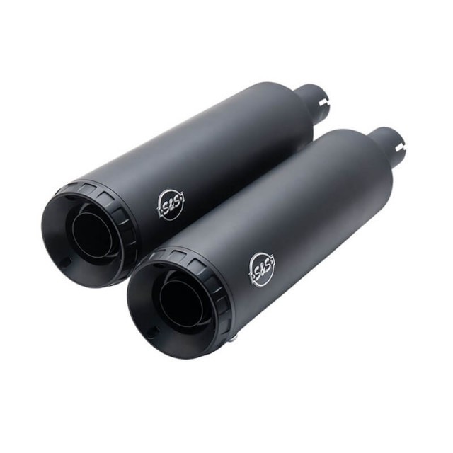 S&S GRAND NATIONAL 100mm SLIP-ON BLACK MUFFLERS FAT BOB 18-21
