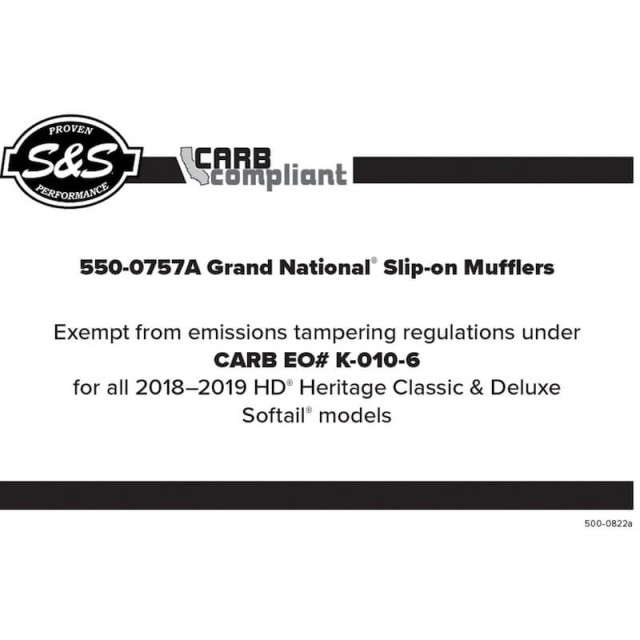 TERMINALI S&S GRAND NATIONAL SLIP-ON CROMO SOFTAIL HERITAGE/DELUXE 18-21 - CARB