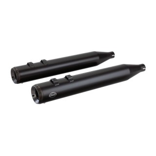 S&S GRAND NATIONAL BLACK SLIP-ON MUFFLERS WITH BLACK ENDCAPS HARLEY TOURING 17-21