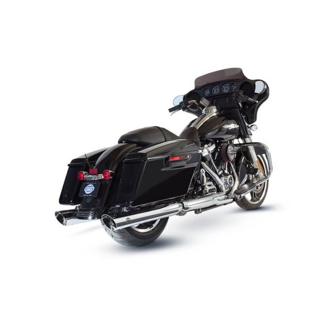 S&S GRAND NATIONAL SLIP-ON CHROME SLASH 4" MUFFLERS HARLEY TOURING 17-21 - MOUNTED