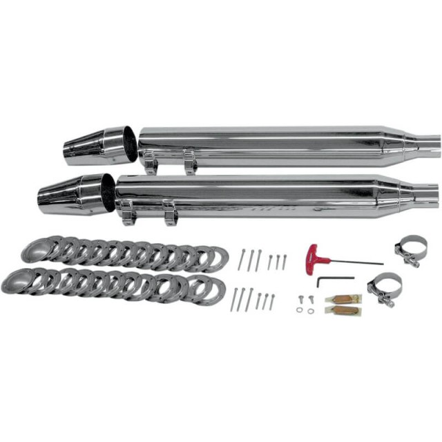 SUPERTRAPP 3" CHROME SLIP-ONS MUFFLER TAPERED ENDCAPS HARLEY TOURING 1995-2016