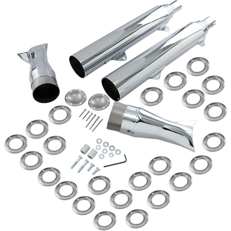 SUPERTRAPP FISHTAIL CHROME MUFFLERS FOR HARLEY SOFTAIL SPRINGER 2000-2007 - COMPONENTS
