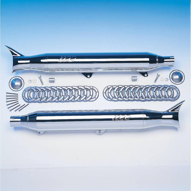 SUPERTRAPP FISHTAIL CHROME MUFFLERS FOR HARLEY SOFTAIL SPRINGER 2000-2007
