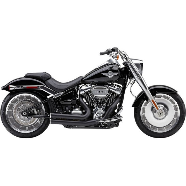 COBRA SPEEDSTER SHORT RPT BLACK EXHAUST FOR HARLEY SOFTAIL FAT BOY, BREAKOUT, KING - SIDE