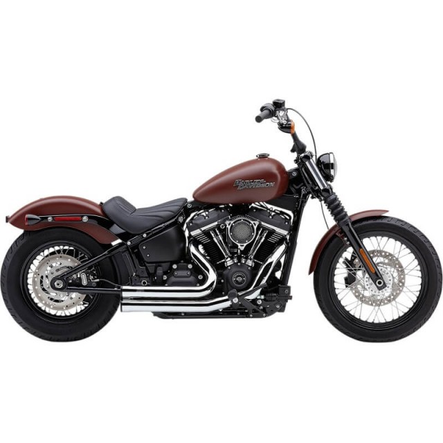 COBRA SPEEDSTER SHORT RPT CHROME EXHAUST FOR SOFTAIL DELUXE, SLIM, STREET BOB, LOW RIDER - SIDE