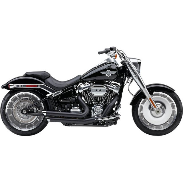 SCARICHI COBRA SLASHDOWN SPEEDSTER NERI PER SOFTAIL FAT BOY, BREAKOUT, KING 2018-2021 - LATO