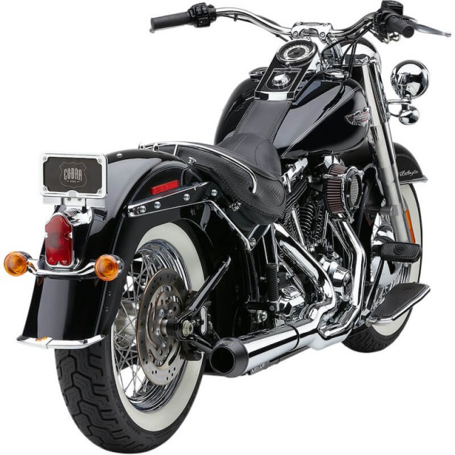 COBRA EL DIABLO 2-IN-1 CHROME EXHAUST FOR HARLEY DAVIDSON SOFTAIL 2007-2011 - BACK