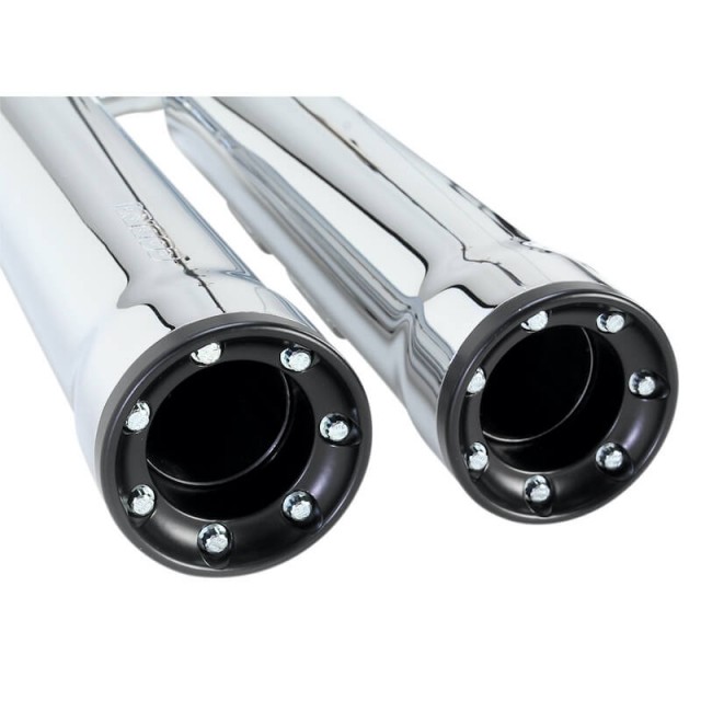 COBRA RPT SLIP-ONS 3" CHROME MUFFLERS FOR SOFTAIL FAT BOY, DEUCE 2000-2006 - END CAP