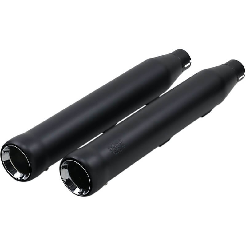 COBRA NEIGHBORHOOD HATER BLACK MUFFLERS FOR HARLEY SOFTAIL DELUXE, CROSS BONES 2005-2017