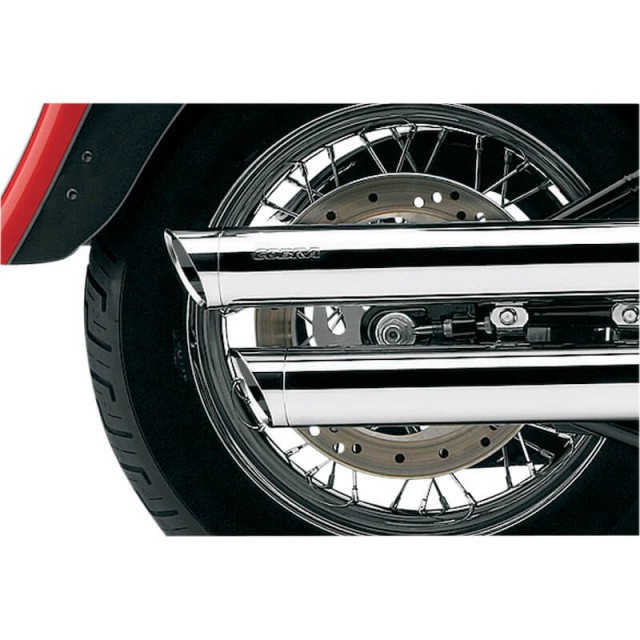 COBRA SLIP-ONS 3" CHROME MUFFLERS FOR HARLEY DAVIDSON SOFTAIL FAT BOY, DEUCE 2007-2017 - END CAPS