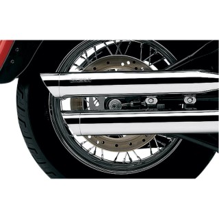 COBRA SLIP-ONS 3" CHROME MUFFLERS FOR HARLEY DAVIDSON SOFTAIL FAT BOY, DEUCE 2000-2006 - DETAIL
