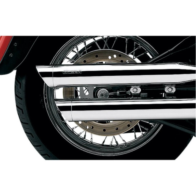 COBRA SLIP-ONS 3" CHROME MUFFLERS FOR HARLEY DAVIDSON SOFTAIL FAT BOY, DEUCE 2000-2006 - DETAIL
