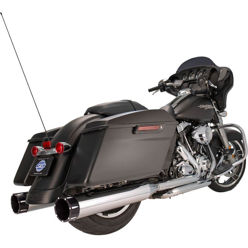 TERMINALI S&S MK45 SLIP-ON CROMO CON TRACER CAPS NERI HARLEY TOURING 1984-2016