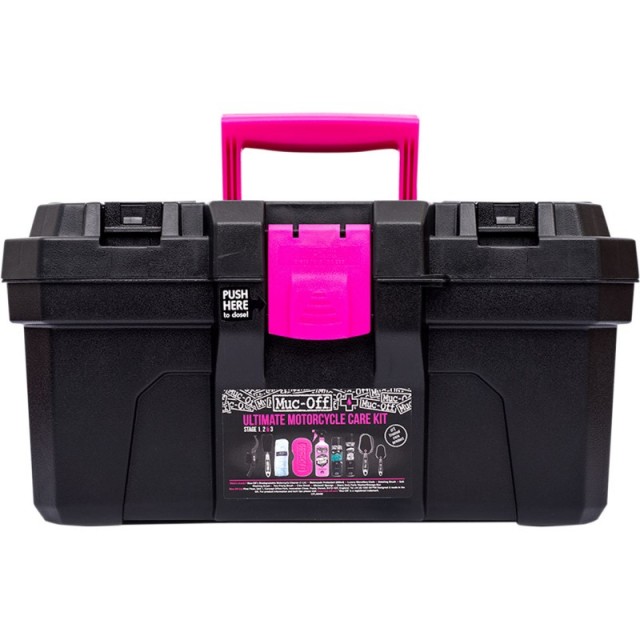 KIT PER LA CURA DELLA MOTO MUC-OFF ULTIMATE - CASSETTA ATTREZZI