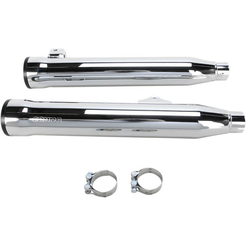 COBRA RPT SLIP-ONS 3" CHROME MUFFLERS FOR HARLEY DAVIDSON DYNA FAT BOB, WIDE GLIDE