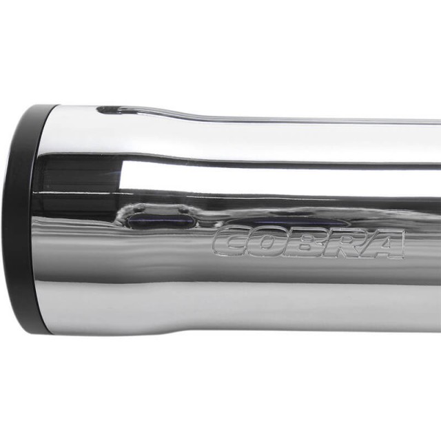 COBRA RPT SLIP-ONS 3" CHROME MUFFLERS FOR HARLEY DAVIDSON DYNA FAT BOB, WIDE GLIDE - LOGO