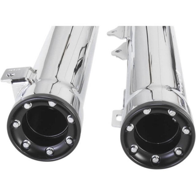 COBRA RPT SLIP-ONS 3" CHROME MUFFLERS FOR HARLEY DAVIDSON DYNA FAT BOB, WIDE GLIDE - END CAPS