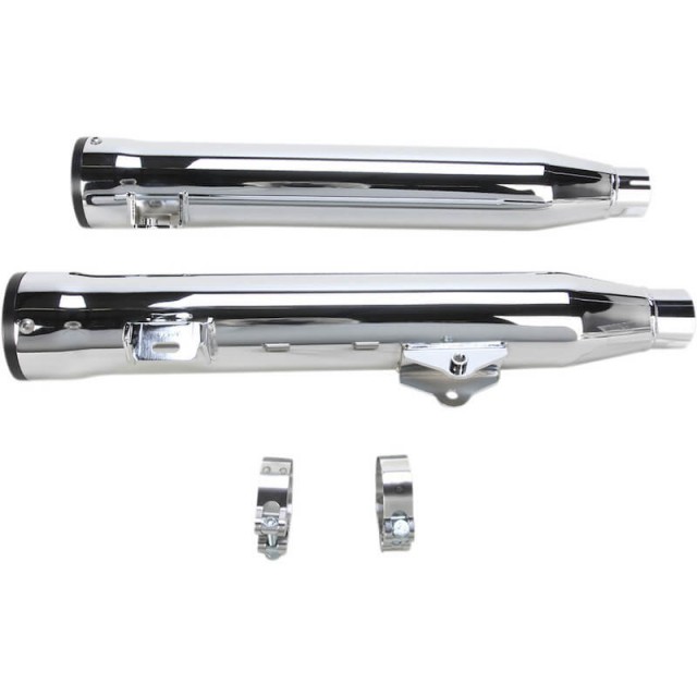 COBRA RPT SLIP-ONS 3" CHROME MUFFLERS FOR HARLEY DAVIDSON DYNA FAT BOB, WIDE GLIDE - RAILS