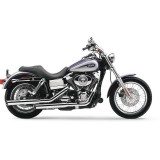 TERMINALI COBRA SLIP-ON 3" CROMATI PER HARLEY DYNA FAT BOB, WIDE GLIDE - LATO