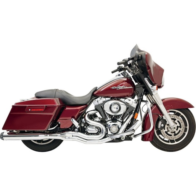 SCARICO BASSANI XHAUST ROAD RAGE II B1 2 IN 1 CROMATO HARLEY TOURING 95-16 - LATO