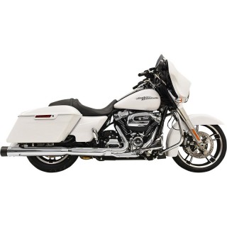 BASSANI XHAUST DNT STRAIGHT 4” CHROME MUFFLER WITH BLACK END CAP HARLEY TOURING 17-21