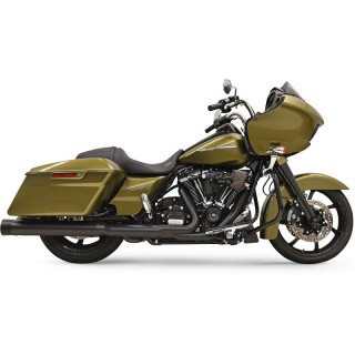 BASSANI XHAUST DNT STRAIGHT 4” BLACK MUFFLER BLACK END CAP HARLEY TOURING 17-21