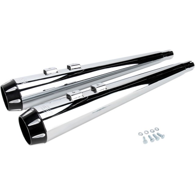 BASSANI XHAUST SLIP-ON 4" MEGAPHONE MUFFLERS 2-1/2" INSERT CHROME BLACK TOURING 95-16