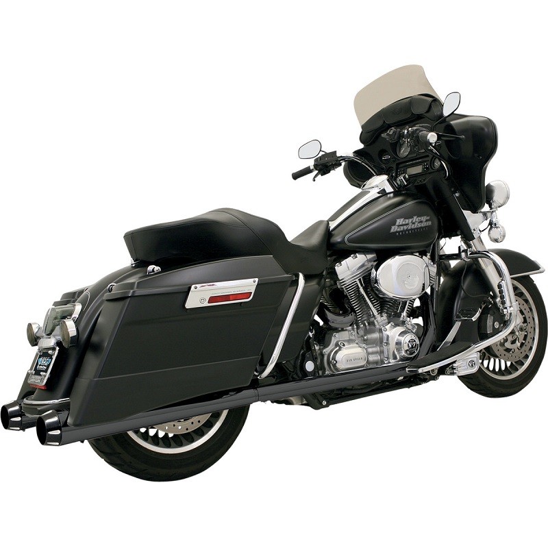 BASSANI XHAUST SLIP-ON 4" MEGAPHONE MUFFLERS 2-1/2" INSERT BLACK TOURING 95-16