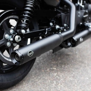 S&S GRAND NATIONAL EC EURO 4 BLACK SLIP-ON MUFFLERS HARLEY SPOSTER 2014-2021