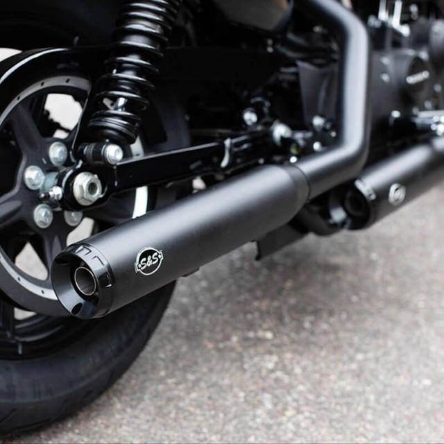 S&S GRAND NATIONAL EC EURO 4 BLACK SLIP-ON MUFFLERS HARLEY SPOSTER 2014-2021