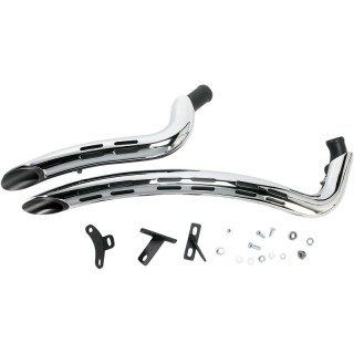 BASSANI XHAUST RADIAL SWEEPERS BLACK/CHROME PERFORATED EXHAUST SOFTAIL 2000-2017