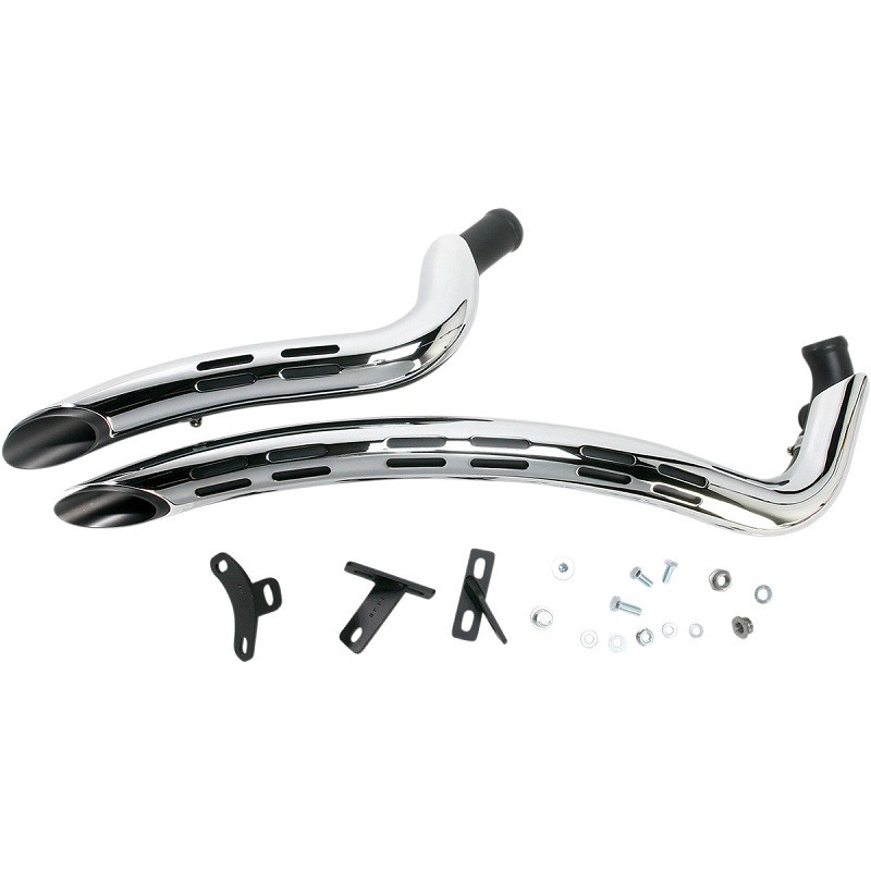 BASSANI XHAUST RADIAL SWEEPERS BLACK/CHROME PERFORATED EXHAUST SOFTAIL 2000-2017