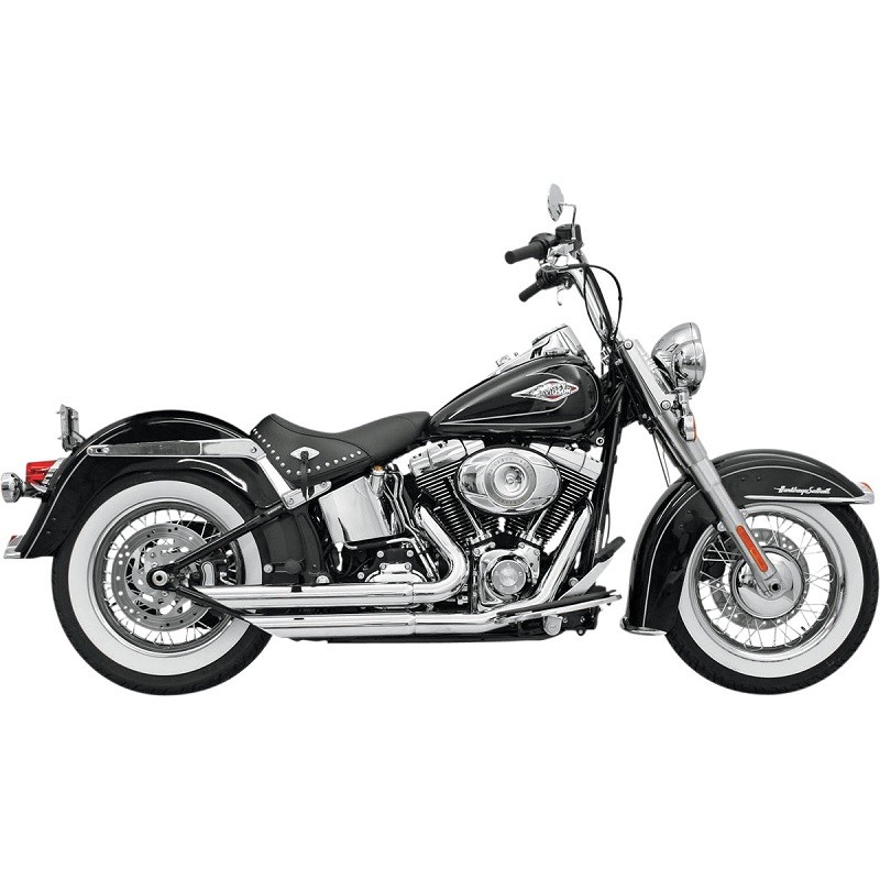 BASSANI XHAUST FIREFLIGHT SLASH CUT CHROME EXHAUST HARLEY SOFTAIL 2000-2017
