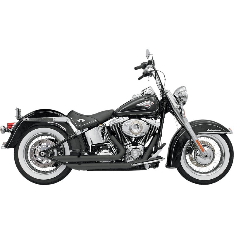 BASSANI XHAUST FIREFLIGHT SLASH CUT NERI EXHAUST HARLEY SOFTAIL 2000-2017