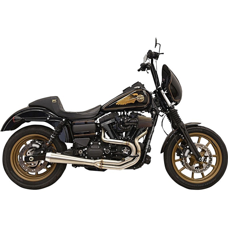 SCARICHI BASSANI EXHAUST 2 IN 1 GREG LUTZKA ACCIAIO INOX HARLEY DAVIDSON DYNA 95-17