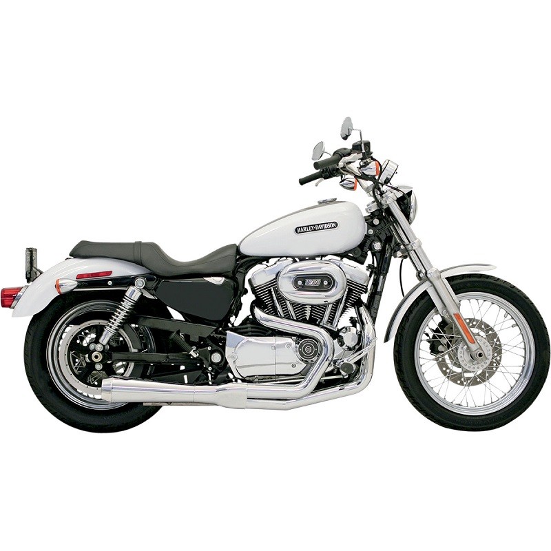 BASSANI XHAUST ROAD RAGE 2 IN 1 SHORT CHROME EXHAUST HARLEY SPORTSTER XL 2004-2013