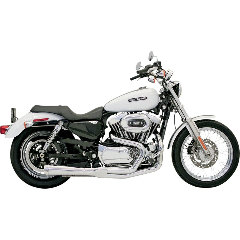 BASSANI XHAUST ROAD RAGE 2 IN 1 SHORT CHROME EXHAUST HARLEY SPORTSTER XL 1986-2003