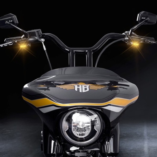 HEINZ BIKES BLACK FRONT LED TURN SIGNALS FOR HARLEY TOURING 2002-2020 - HANDLEBAR