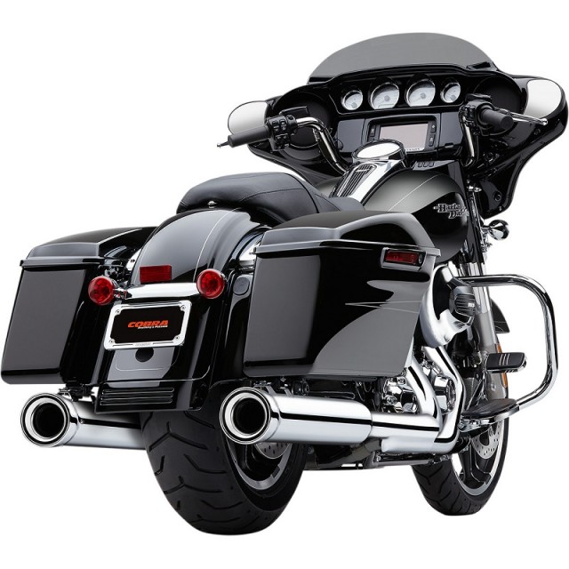 COBRA NH SERIES CHROME MUFFLERS FOR HARLEY DAVIDSON TOURING 1995-2016 - MUFFLER - BACK