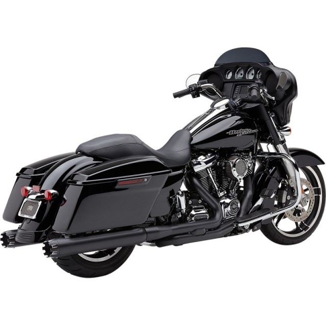 COBRA SLIP-ON 4” BLACK MUFFLERS WITH CONTRAST CUT END CAP TOURING 2017-2021 - BACK