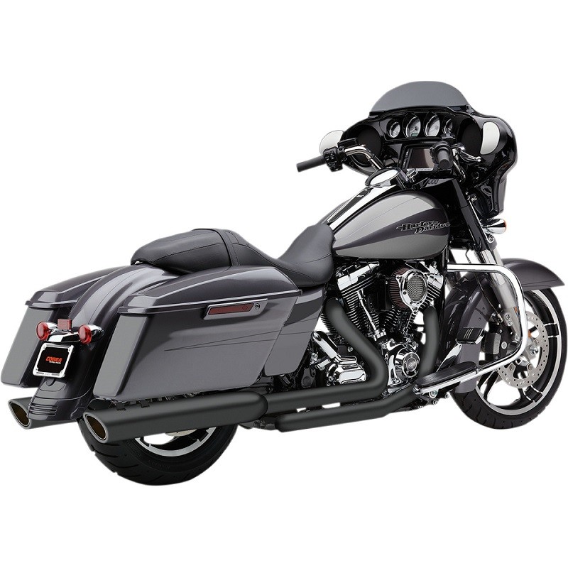 COBRA 909 TWIN 4" BLACK MUFFLERS HARLEY TOURING TOURING 1995-2016