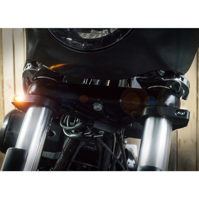HEINZ BIKES MICRO BLACK FRONT LED TURN SIGNALS FOR 39-41MM FORK ZC-LINE - HARLEY